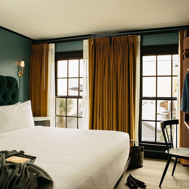 Boutique hotel room at Hotel Emeline in Charleston